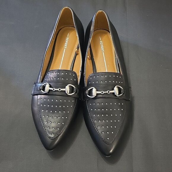 BRAND NEW REPORT RENDER LOAFERS WITH SILVER DETAILING DESIGN FLAT - Picture 2 of 15